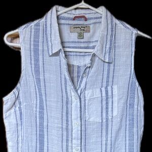 Cotton Summer Shirt, Sleeveless Striped Shirt